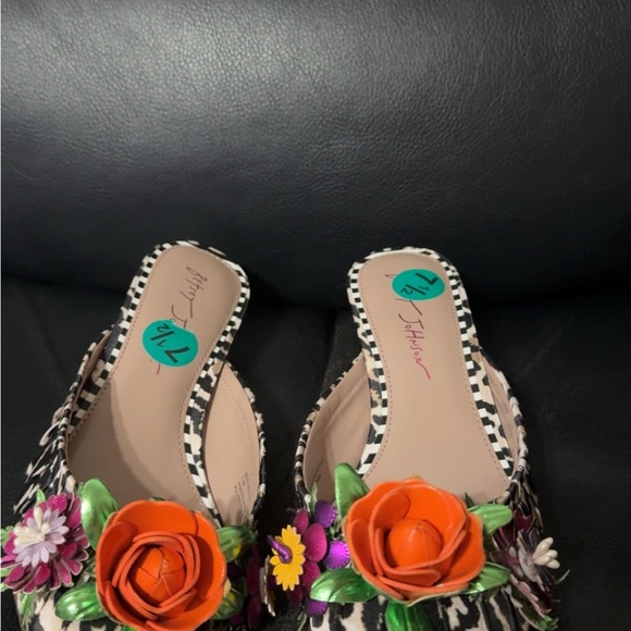 Betsey Johnson Leopard-Print Mule with Floral Appliqués - New Size 7.5 - Picture 2 of 5